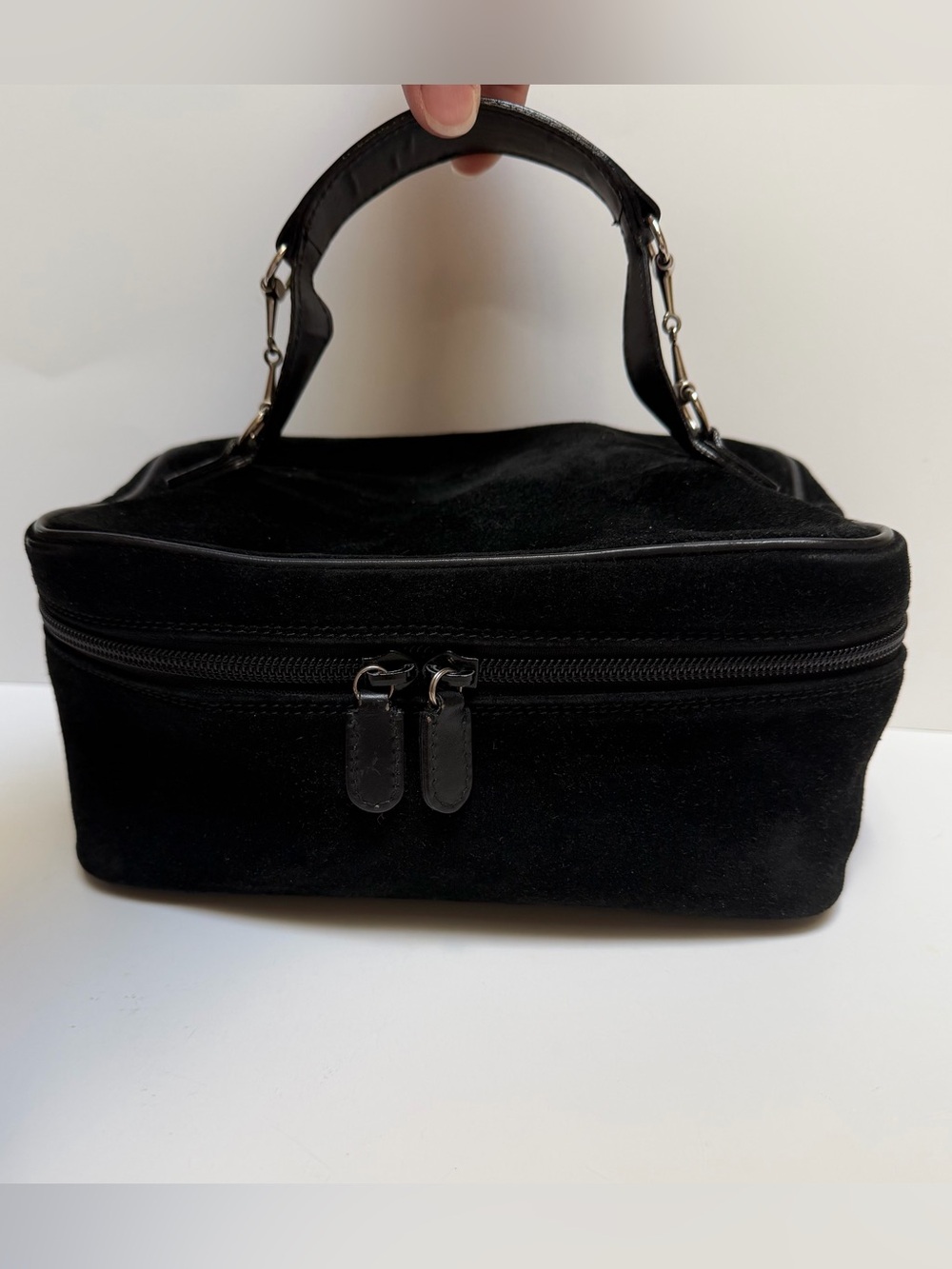 Gucci Vintage Black Suede & Leather Makeup Bag EUC